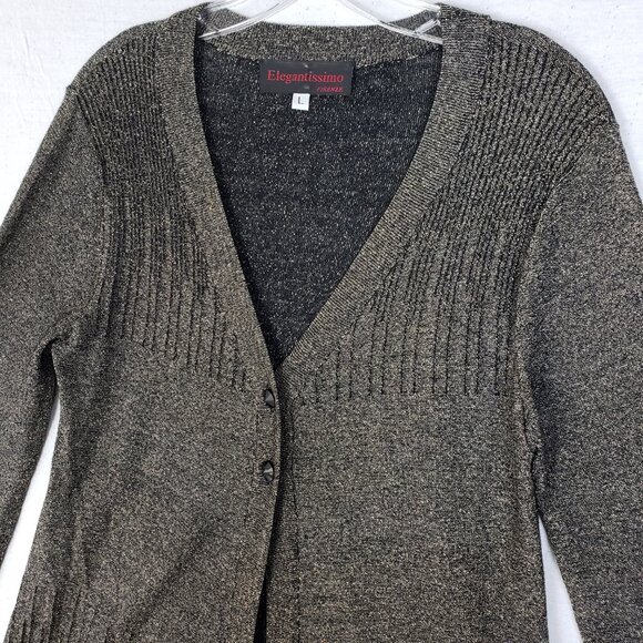 Elegantissimo Firenze Longline Cardigan Duster Metallic Knit size L Lagenlook - Picture 2 of 10